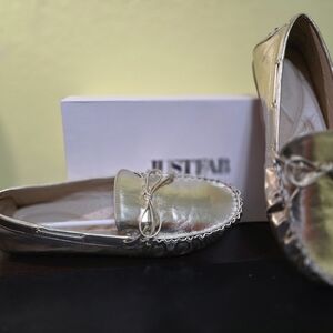 JustFab Metallic Gold Women's Loafers